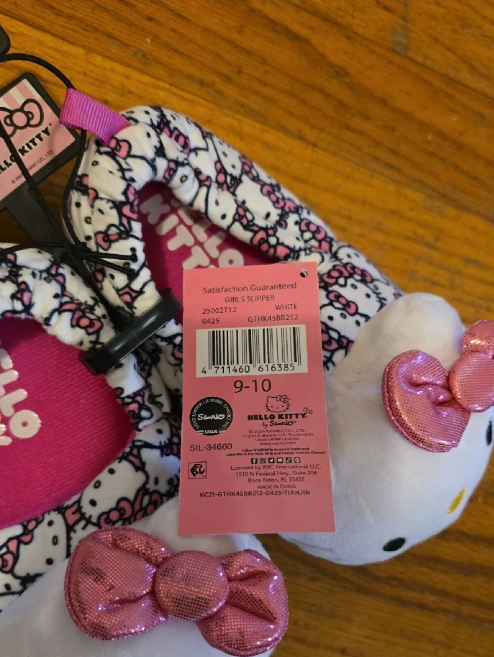 Hello Kitty White and Pink Plush Slip-On Slippers for Kids